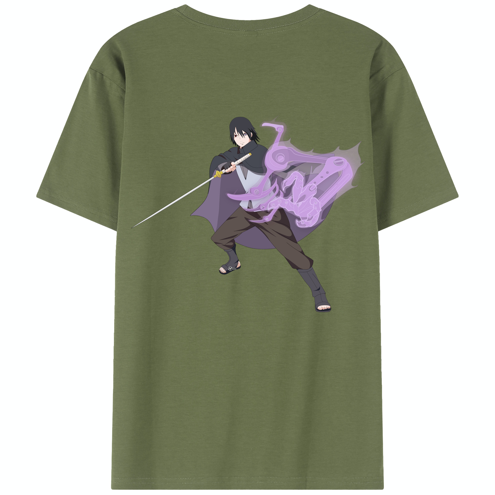 （画像用） NARUTO -ナルト- うちは サスケ Uchiha Sasuke 綿100％半袖Tシャツ（背面プリント）